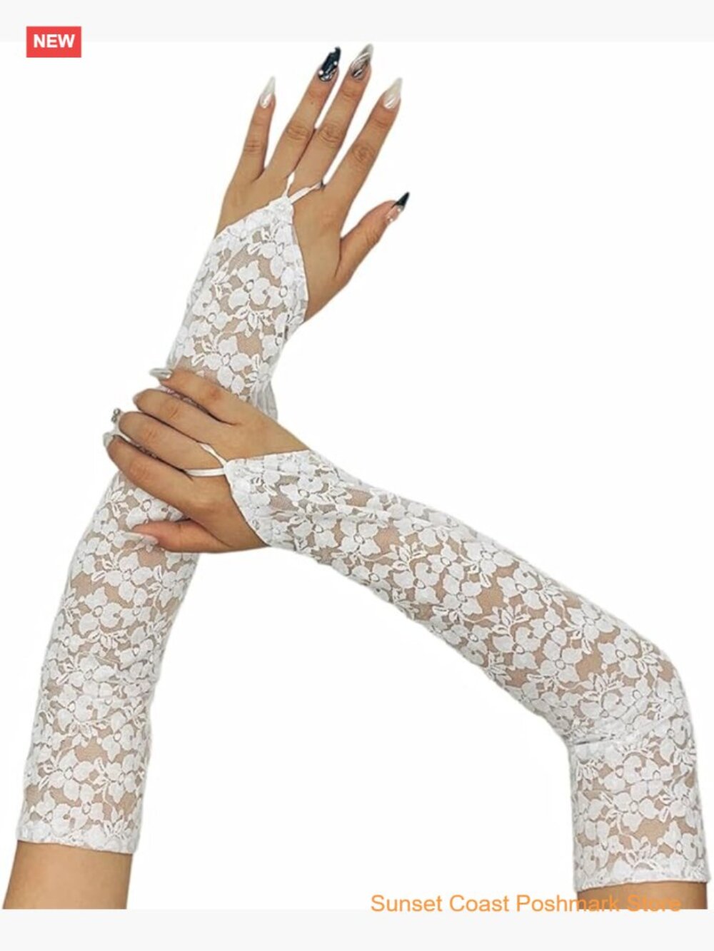Sheer Fingerless Gloves Mesh Tulle Lace Long Ice Silk for Bridal Wedding Prom